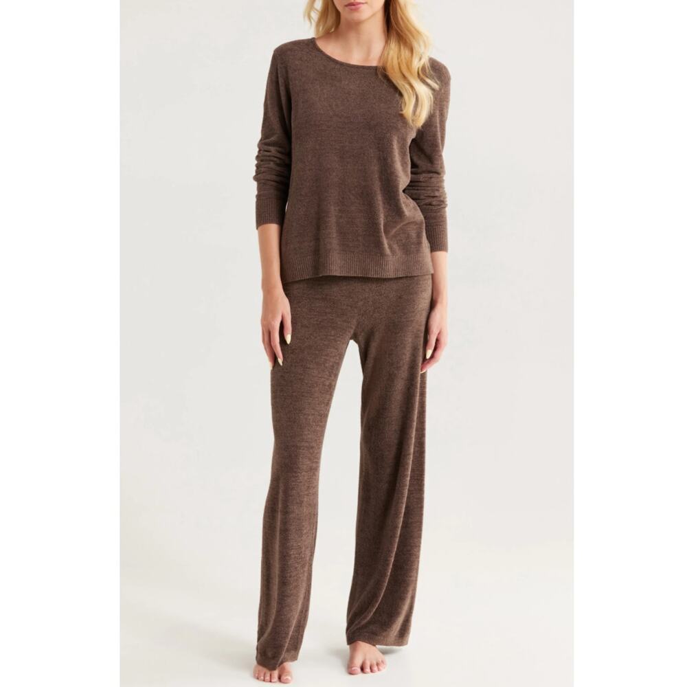 Barefoot Dreams Cozy Chic Ultra‎ Lite Boat Neck Pajamas in Java Sz L